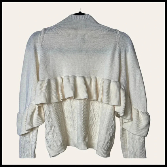 Project NAADAM‎ SWEATER SIZE MEDIUM THICK KNIT CREAM IN COLOR RUFFLE - Picture 2 of 9